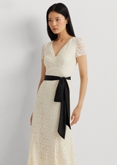 Lauren Ralph Lauren Women's Belted Lace A-Line Gown - Winter Cream