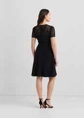 Lauren Ralph Lauren Women's Belted Lace-Trim Fit & Flare Dress - Black