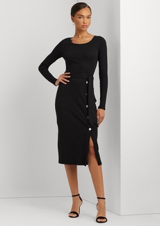 Lauren Ralph Lauren Women's Belted Rib-Knit Dress - Black