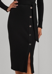 Lauren Ralph Lauren Women's Belted Rib-Knit Dress - Black