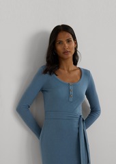 Lauren Ralph Lauren Women's Belted Rib-Knit Henley Dress - Blue Dusk