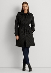 Lauren Ralph Lauren Women's Belted Velboa-Lined Quilted Trench Coat - Black