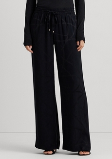 Lauren Ralph Lauren Women's Belting-Motif Jacquard Wide-Leg Pants - Black