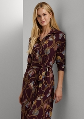 Lauren Ralph Lauren Women's Belting-Print Crepe Shirtdress, Regular & Petite - Burgundy Multi