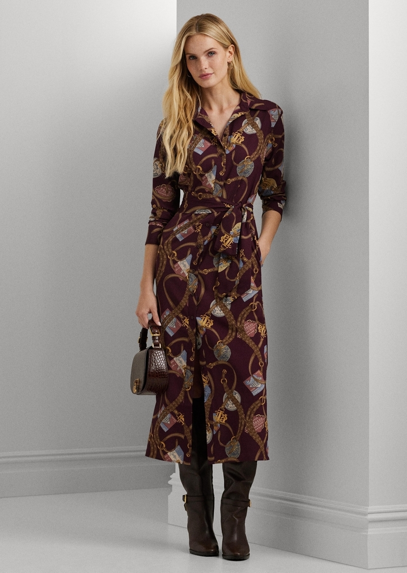 Lauren Ralph Lauren Women's Belting-Print Crepe Shirtdress, Regular & Petite - Burgundy Multi