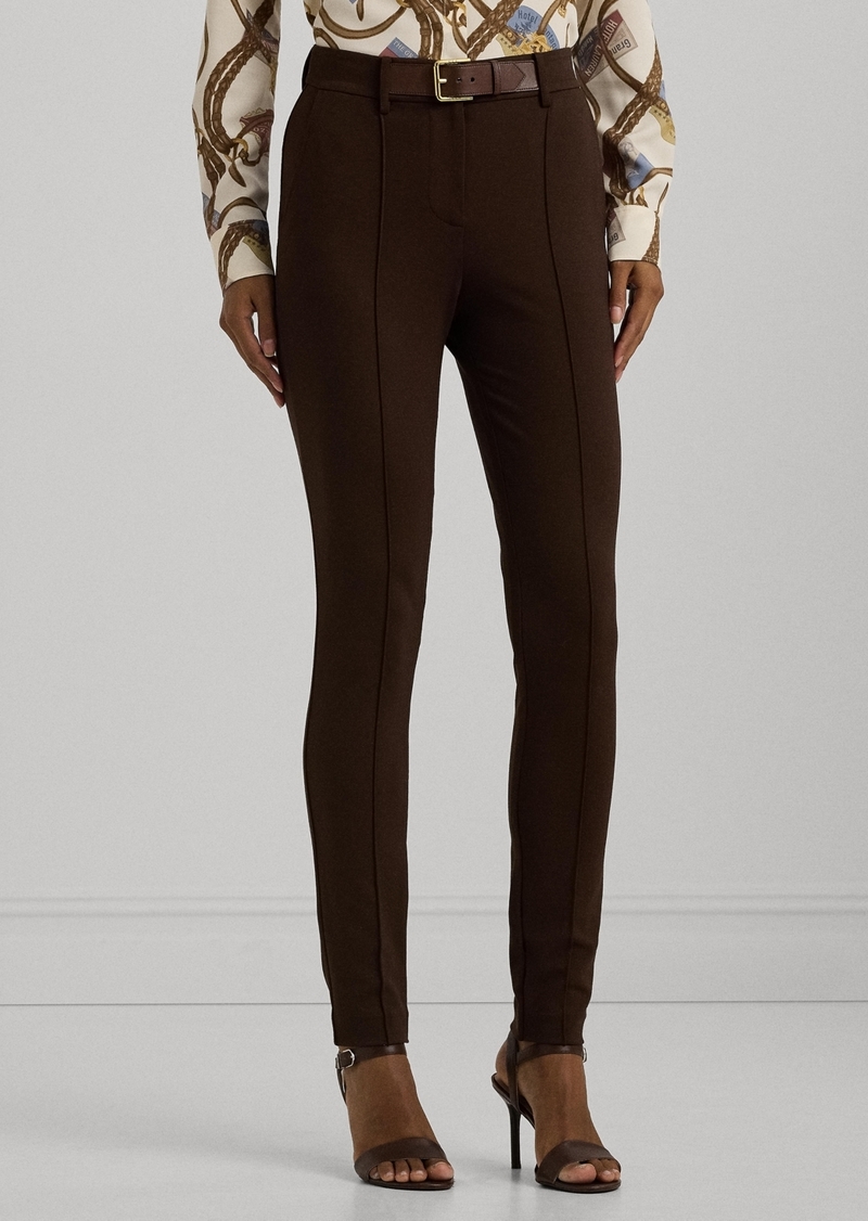 Lauren Ralph Lauren Women's Buckle-Trim Pleated Ponte Ankle Pants - Brown