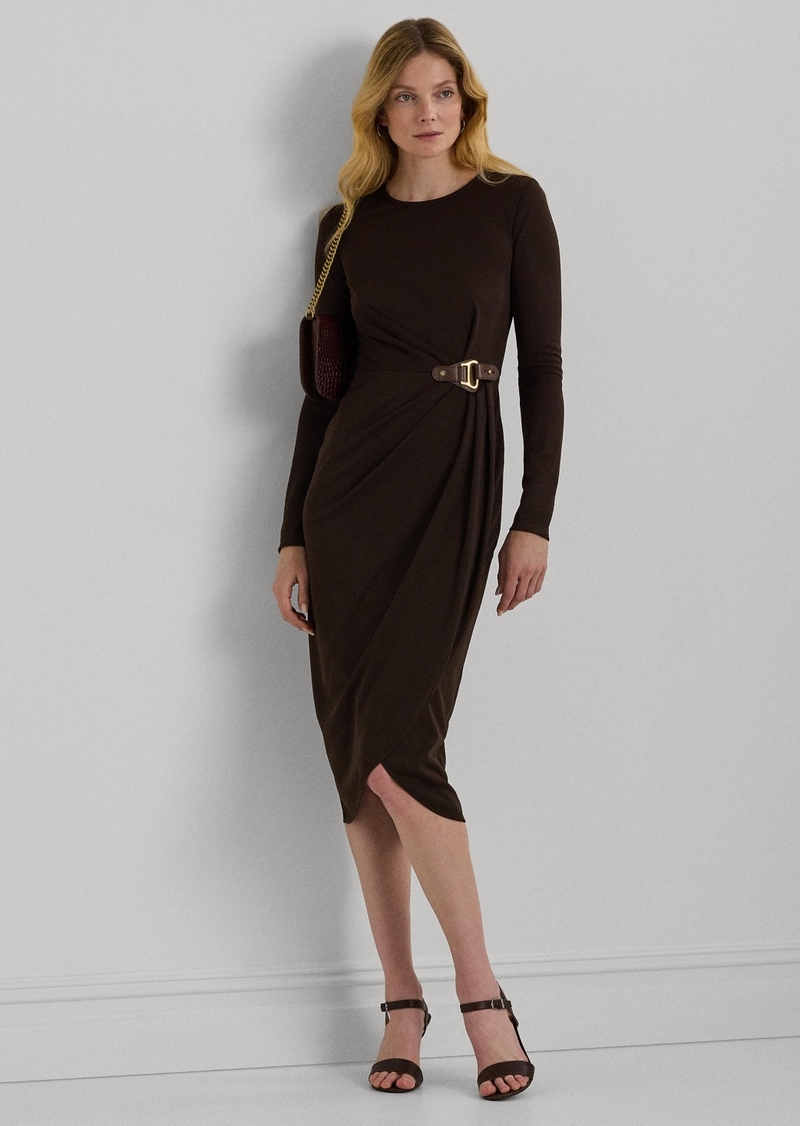 Lauren Ralph Lauren Women's Buckle-Trim Stretch Jersey Dress - Brown