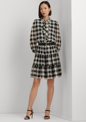 Lauren Ralph Lauren Women's Buffalo Check Ruffled Georgette Dress - Cream/black