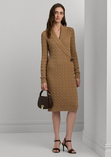 Lauren Ralph Lauren Women's Cable-Knit Buckle-Trim Sweater Dress - Classic Camel