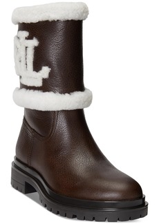 Lauren Ralph Lauren Women's Carter Spill-Seam Lug Cold-Weather Boots - Chestnut Brown, Natural