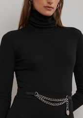 Lauren Ralph Lauren Women's Chain-Trim Rib-Knit Turtleneck Dress - Black