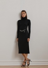 Lauren Ralph Lauren Women's Chain-Trim Rib-Knit Turtleneck Dress - Black