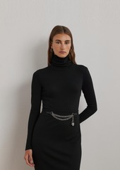 Lauren Ralph Lauren Women's Chain-Trim Rib-Knit Turtleneck Dress - Black