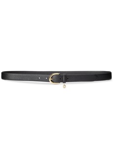 Lauren Ralph Lauren Women's Charm Crosshatch Leather Belt - Black