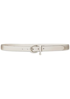 Lauren Ralph Lauren Women's Charm Crosshatch Leather Belt - Soft White