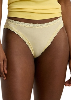 Lauren Ralph Lauren Women's Cotton & Lace Jersey Bikini Brief Underwear 4L0076 - Lemon Chiffon