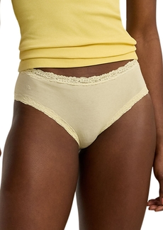 Lauren Ralph Lauren Women's Cotton & Lace Jersey Hipster Brief Underwear 4L0077 - Lemon Chiffon
