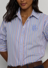 Lauren Ralph Lauren Women's Cotton Collared Striped Shirt - White Multi