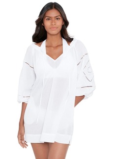 Lauren Ralph Lauren Women's Cotton Embroidered Dress Cover-Up - White