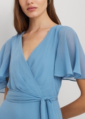 Lauren Ralph Lauren Women's Crinkle Georgette Surplice Dress - Pale Azure