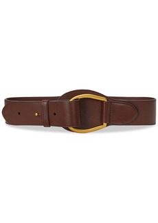 Lauren Ralph Lauren Women's D-Ring Wide Leather Belt - Dark Mahogany