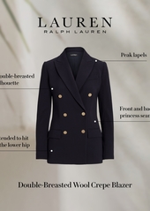 Lauren Ralph Lauren Women's Double-Breasted Wool Crepe Blazer - Lauren Navy