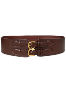 Lauren Ralph Lauren Women's Double Buckle Wide Belt - Dark Mahogany