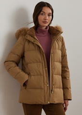 Lauren Ralph Lauren Women's Faux-Fur Hooded Puffer Coat - Pinot Noir