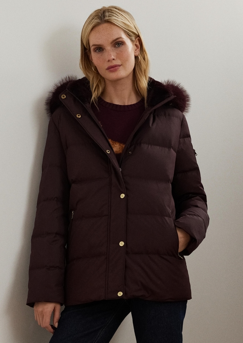 Lauren Ralph Lauren Women's Faux-Fur Hooded Puffer Coat - Pinot Noir