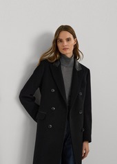 Lauren Ralph Lauren Women's Faux-Leather-Trim Double-Breasted Coat - Black