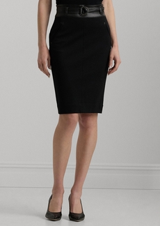 Lauren Ralph Lauren Women's Faux-Leather-Waist Pencil Skirt - Black