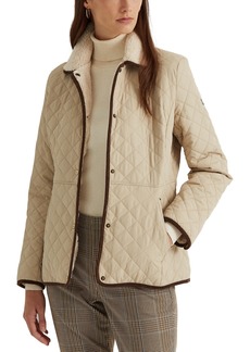 Lauren Ralph Lauren Women's Faux-Sherpa Collar Quilted Coat, Created for Macy's - Moda Cream
