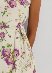 Lauren Ralph Lauren Women's Floral Belted Crepe Sleeveless Dress - Cream Multi