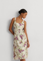 Lauren Ralph Lauren Women's Floral Belted Crepe Sleeveless Dress - Cream Multi