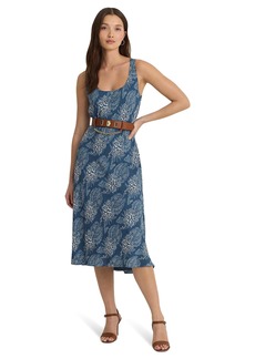 Lauren Ralph Lauren Women's Floral Belted Crepe Sleeveless Dress