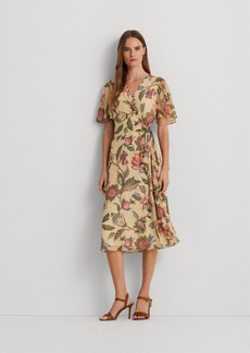 Lauren Ralph Lauren Women's Floral Belted Crinkle Georgette Dress - Cream Multi