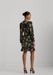 Lauren Ralph Lauren Women's Floral Belted Stretch Jersey Dress - Black