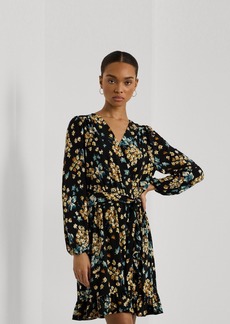 Lauren Ralph Lauren Women's Floral Belted Stretch Jersey Dress - Black