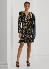 Lauren Ralph Lauren Women's Floral Belted Stretch Jersey Dress - Black