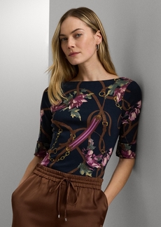 Lauren Ralph Lauren Women's Floral Boatneck Tee - Navy Multi