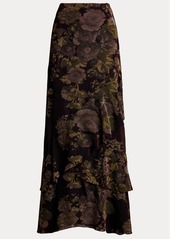 Lauren Ralph Lauren Women's Floral Burnout Velvet Tiered Maxiskirt - Red Mu