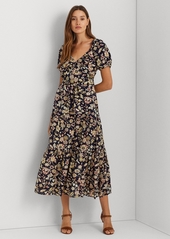 Lauren Ralph Lauren Women's Floral Cotton Voile Puff-Sleeve Dress - Navy Multi
