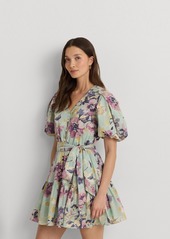 Lauren Ralph Lauren Women's Floral Cotton Voile Puff-Sleeve Dress - Soft Laurel Multi