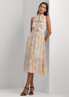 Lauren Ralph Lauren Women's Floral Crinkle Georgette Tie-Neck Dress - Cream Multi
