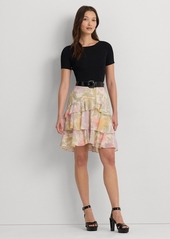 Lauren Ralph Lauren Women's Floral Crinkle Georgette Tiered Skirt - Cream Multi