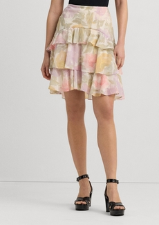 Lauren Ralph Lauren Women's Floral Crinkle Georgette Tiered Skirt - Cream Multi