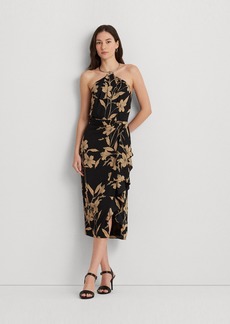 Lauren Ralph Lauren Women's Floral Georgette Halter Dress - Black/tan