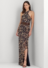 Lauren Ralph Lauren Women's Floral Halter Column Gown - Navy Multi