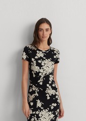 Lauren Ralph Lauren Women's Floral Jersey Twist-Front Midi Dress - Black/cream