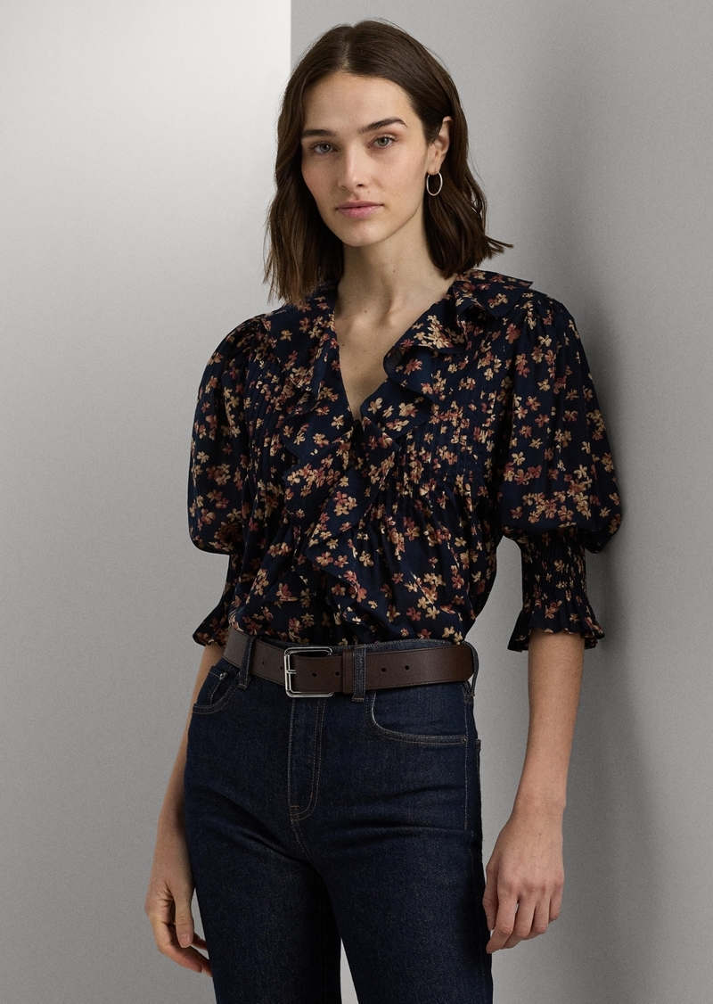 Lauren Ralph Lauren Women's Floral Puff-Sleeve Blouse - Navy Multi